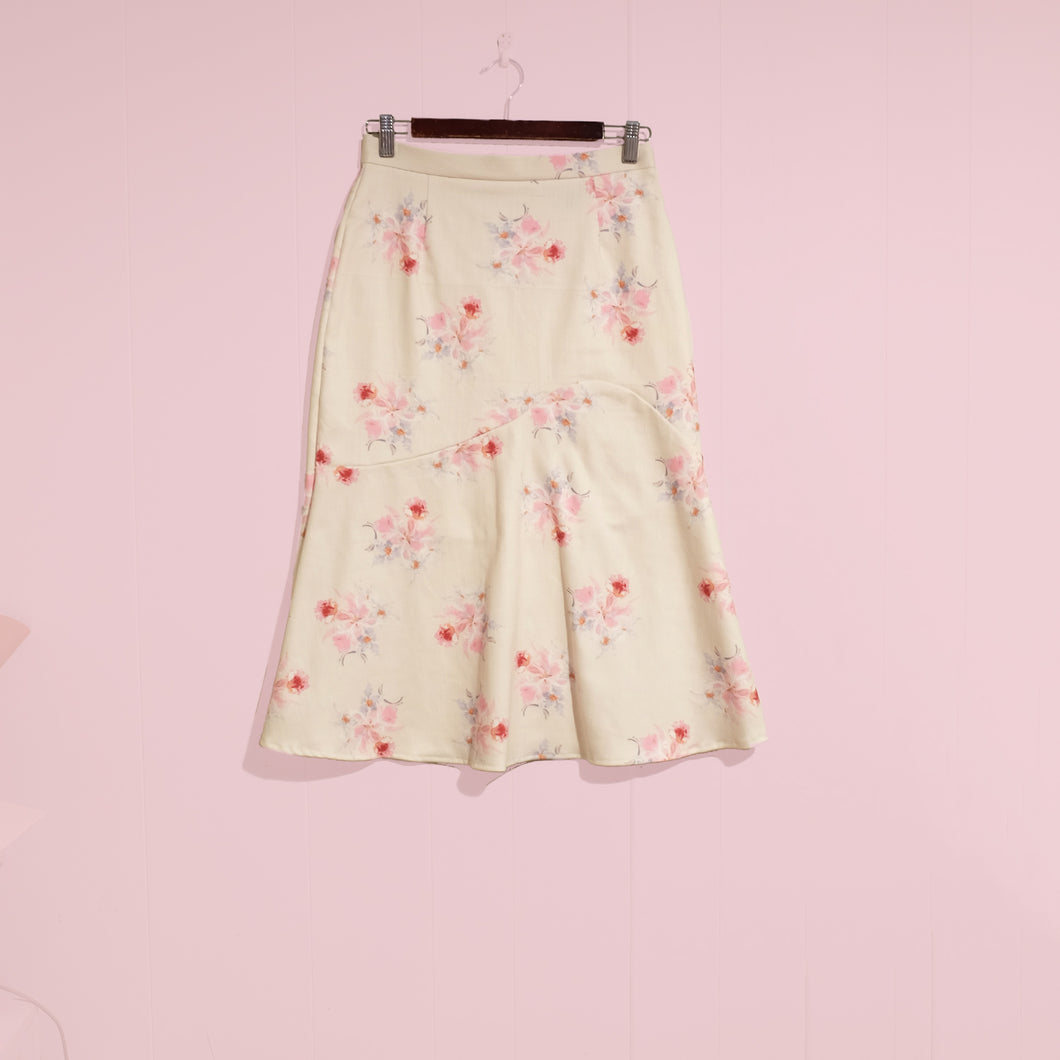 Flutter Denim Skirt // Floral